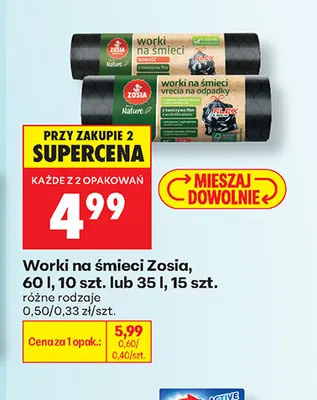 Worki na śmieci Zosia 35 l promocja w Biedronka