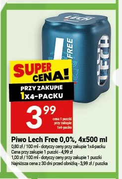 Piwo bezalkoholowe Lech Free 0,0% 4-pak 500 ml promocja w Twój Market