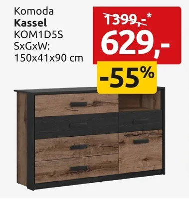 Komoda Kassel KOM1D5S promocja w Black Red White