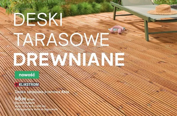 Deska tarasowa sosnowa Akio promocja w Castorama