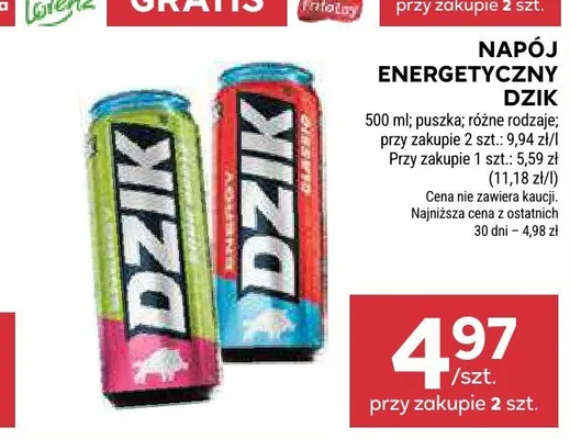 Napój energetyczny Dzik promocja w Stokrotka