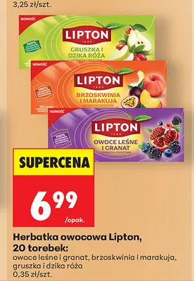 Herbatka owocowa Lipton gruszka i dzika róża promocja w Biedronka