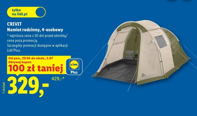 Namiot rodzinny 4-osobowy Crivit promocja w Lidl