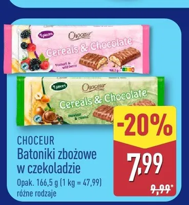 Batoniki zbożowe w czekoladzie Choceur promocja w Aldi