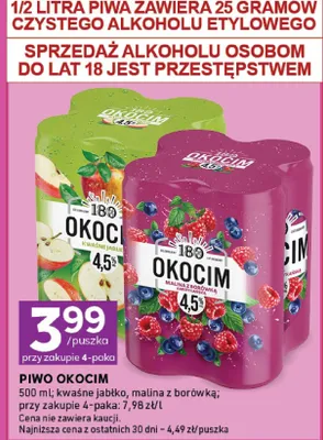 Piwo Okocim kwaśne jabłko 4,5% promocja w Stokrotka