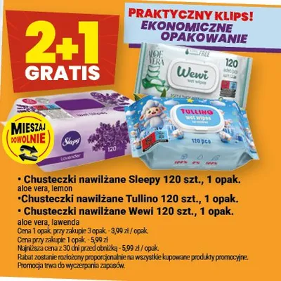Chusteczki nawilżane Sleepy 120 szt., 1 opak. promocja w Twój Market