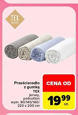 Prześcieradło z gumką TEX jersey promocja w Carrefour