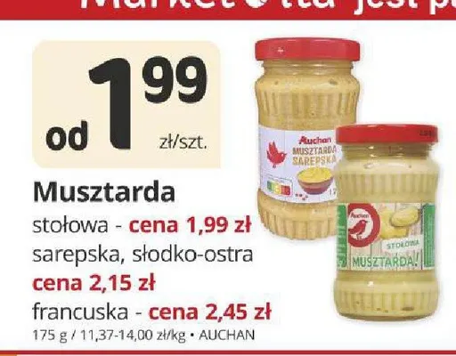 Musztarda słodko-ostra Auchan promocja w Marketvita