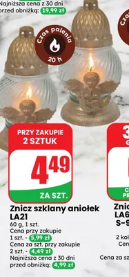 Znicz szklany aniołek LA21 promocja w Dino