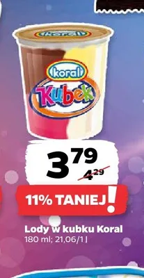 Lody w kubku Koral promocja w Netto
