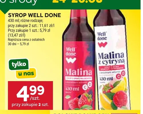 Syrop Well Done malina promocja w Stokrotka