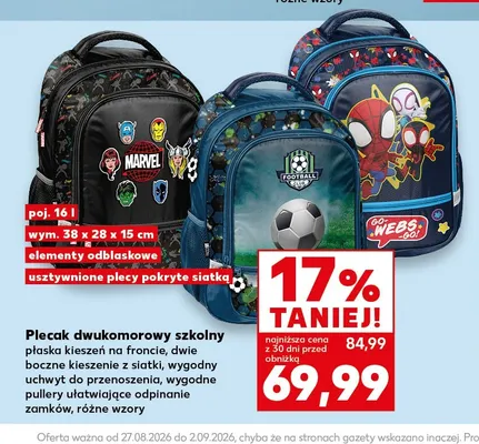 Plecak dwukomorowy szkolny 16 l promocja w Kaufland