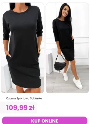 Sukienka sportowa czarna ModnaKiecka.pl promocja w Modna Kiecka