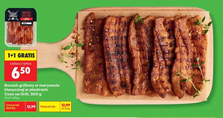Boczek grillowy w marynacie klasycznej w plastrach Czas na Grill promocja w Biedronka