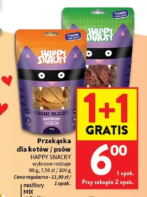 Przekąska dla kotów i psów Happy Snacky promocja w Intermarche