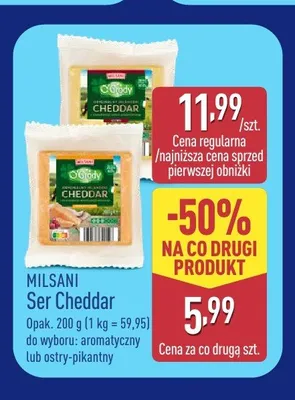 Ser Cheddar aromatyczny Milsani promocja w Aldi