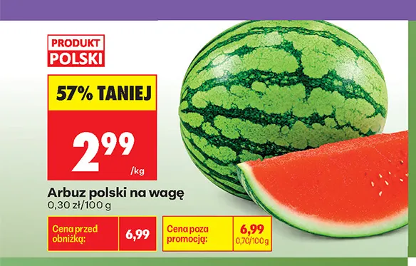Arbuz polski na wagę promocja w Biedronka