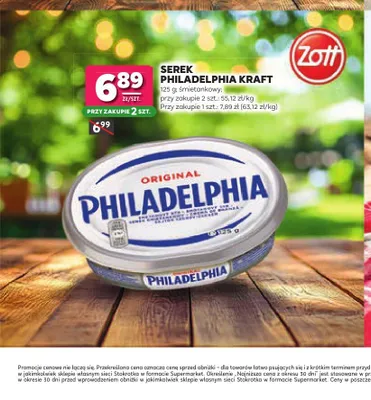 Serek Philadelphia Kraft śmietankowy promocja w Stokrotka