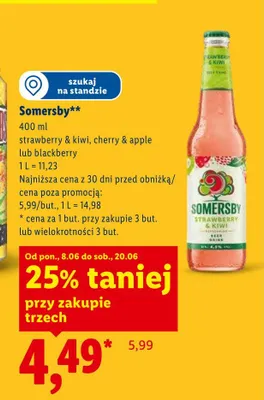Piwo Somersby Blackberry promocja w Lidl