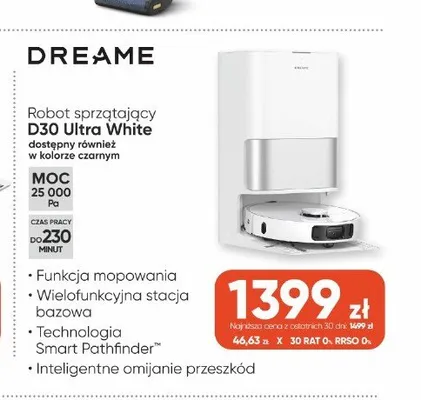 Robot sprzątający Dreame D30 Ultra White promocja w Max Elektro