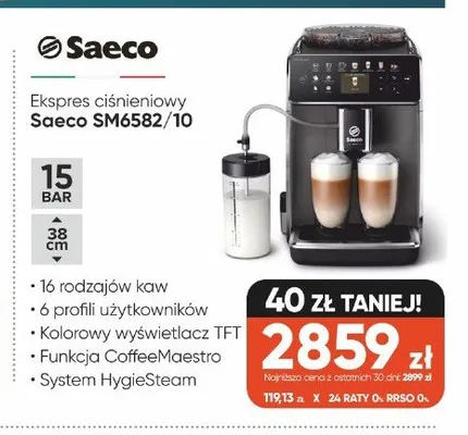 Ekspres ciśnieniowy Saeco SM6582/10 15 BAR promocja w Max Elektro