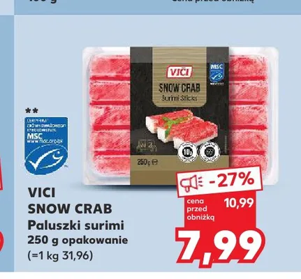 Paluszki surimi Snow Crab Vici promocja w Kaufland