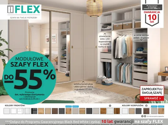 Szafy modułowe Flex promocja w Black Red White