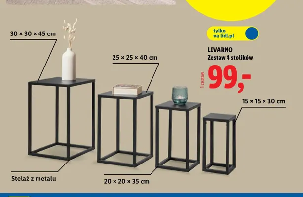 Zestaw 4 stolików Livarno promocja w Lidl