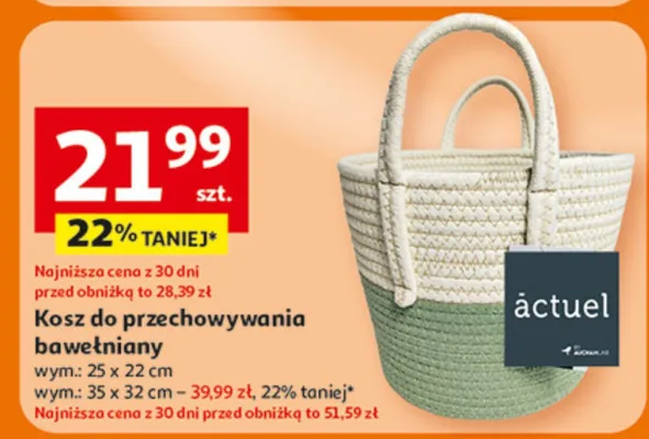 Kosz do przechowywania bawełniany promocja w Auchan