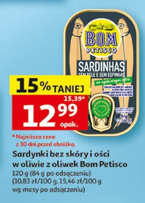 Sardynki bez skóry i ości w oliwie z oliwek Bom Petisco promocja w Auchan