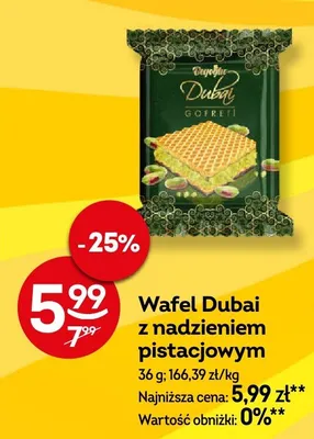 Wafel Dubai z nadzieniem pistacjowym promocja w Żabka