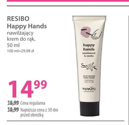 Nawilżający krem do rąk Resibo Happy Hands promocja w Hebe