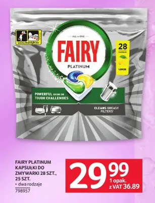 Kapsułki do zmywarki Fairy Platinum promocja w Selgros