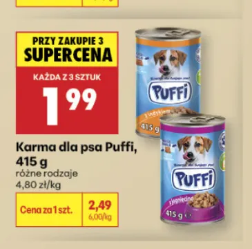 Karma dla psa Puffi z jagnięciną promocja w Biedronka