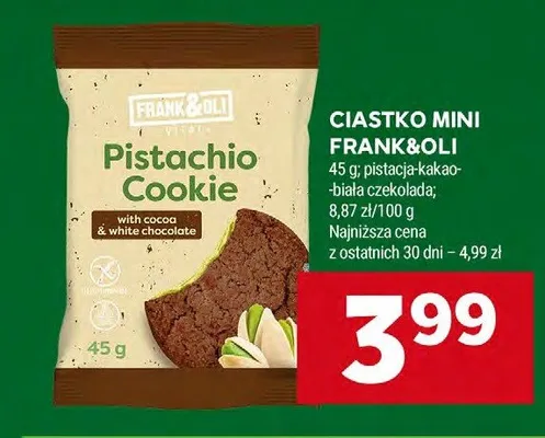 Ciastko mini pistacja-kakao-biała czekolada promocja w Stokrotka