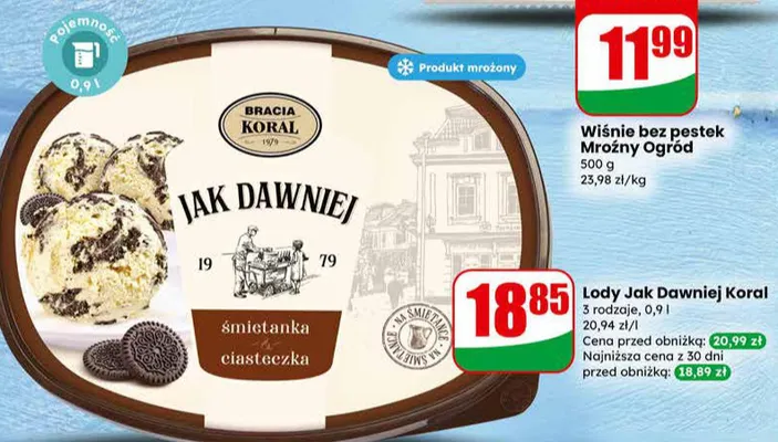 Lody śmietanka ciasteczka promocja w Dino