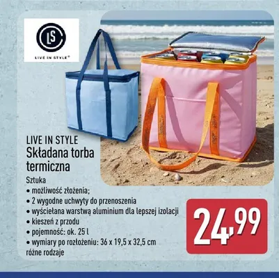 Składana torba termiczna LIVE IN STYLE 25l promocja w Aldi