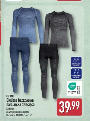 Bielizna bezszwowa narciarska dziecięca Crane promocja w Aldi