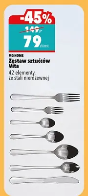 Zestaw sztućców Vita 42 elementy, ze stali nierdzewnej Mg Home promocja w Biedronka Home