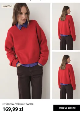 Efektowny czerwony sweter Greenpoint promocja w Greenpoint