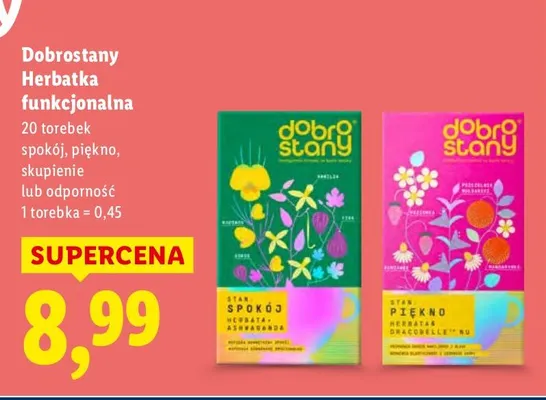 Herbatka funkcjonalna, 20 torebek, spokój, piękno, skupienie promocja w Lidl