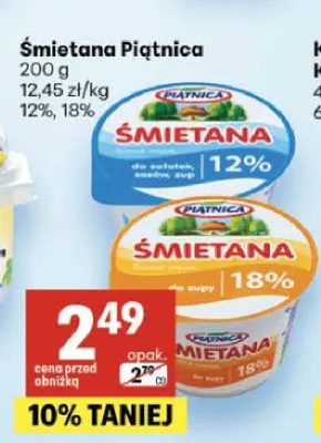 Śmietana Piątnica 18% promocja w Delikatesy Centrum