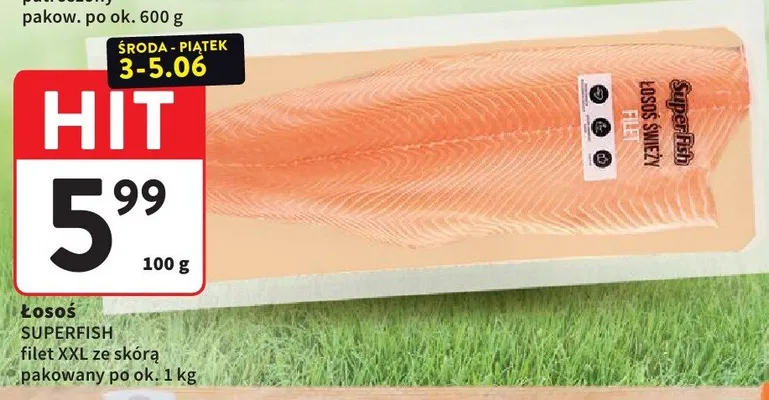 Łosoś SUPERFISH filet XXL ze skórą promocja w Intermarche