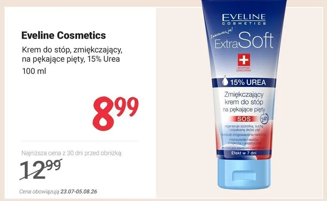 Krem do stóp zmiękczający na pękające pięty 15% Urea Eveline Cosmetics promocja w Rossmann