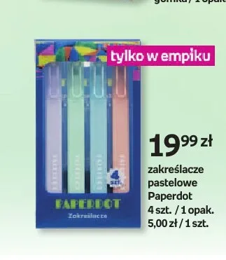 Zakreślacze pastelowe Paperdot promocja w Empik