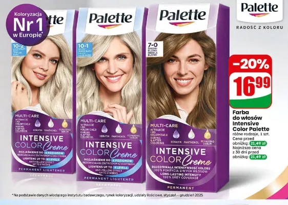 Farba do włosów Intensive Color Palette 7-0 średni blond promocja w Dino