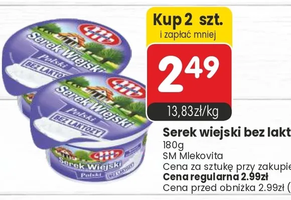 Serek wiejski bez laktozy Mlekovita promocja w Market Point