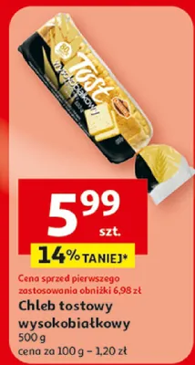Chleb tostowy wysokobłonnikowy promocja w Auchan