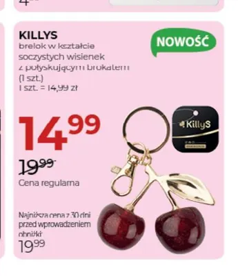 Brelok w kształcie soczystych wisienek z połyskującym brokatem KillyS promocja w Drogerie Jawa
