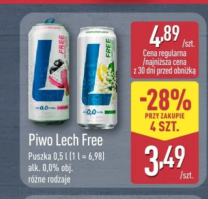Piwo bezalkoholowe Lech Active Hydrate promocja w Aldi